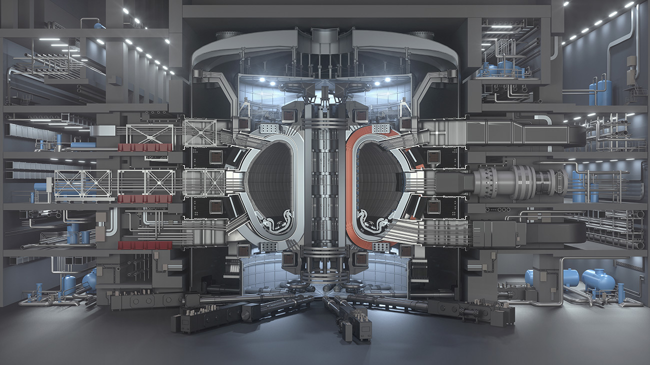 View inside an ITER fusion reactor tokamak
