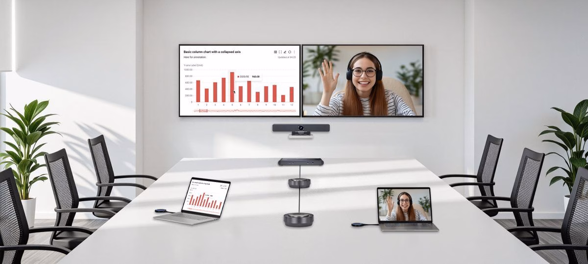 eShare W90 Wireless Presentation Conferencing System Top Banner NEW 1200x538 1 – Con Quad-View, USB-C all-in-one, doppia uscita HDMI e segmentazione di rete integrata, AV Access eShare W90 offre esattamente le funzioni che rendono le moderne riunioni ibride più efficienti e chiare.